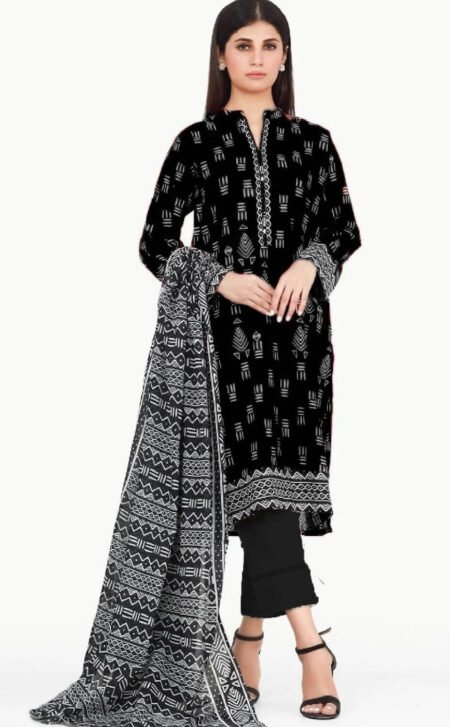 Eshaal New Black and white Printed 3PC
