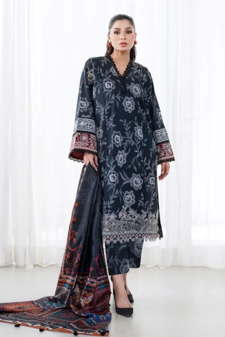 Fancy 3pc Baroque Lawn D4078-101