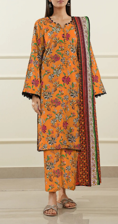 Printed Fancy 3pc Saya Lawn 25152