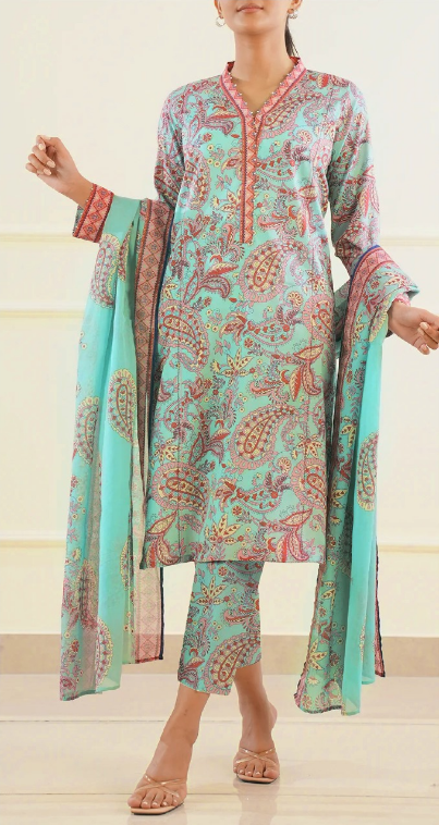 Printed Fancy 3pc Saya Lawn 25268