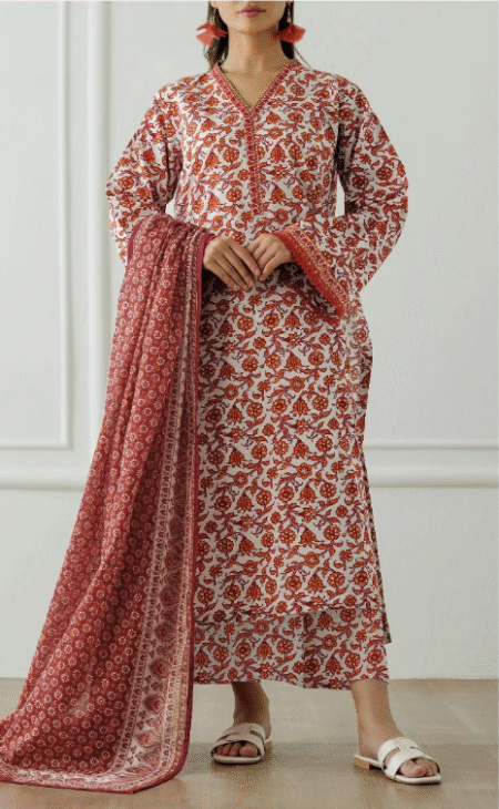 Print Fancy 3pc Orient Lawn 25-013