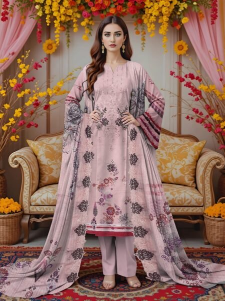 Emb Print 3pc Munarq By ND Lawn V-2531