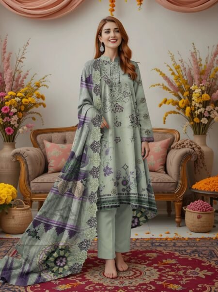 Emb Print 3pc Munarq By ND Lawn V-2531