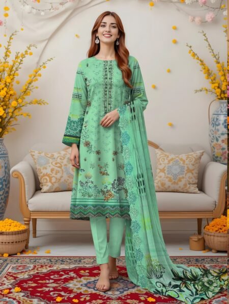 Emb Print 3pc Munarq By ND Lawn V-2531