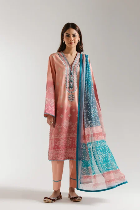 Print 3pc Ethnic Lawn C-328