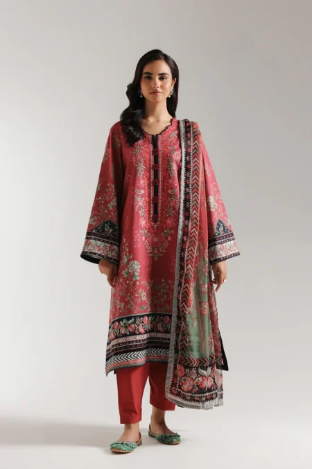 Print 3pc Ethnic Lawn C-415